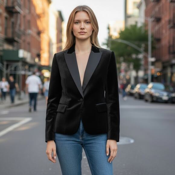 Equipment Jackets & Blazers - EQUIPMENT X TABITHA SIMMONS Bourlet Faille-Trimmed Cotton-Velvety Blazer Size 2